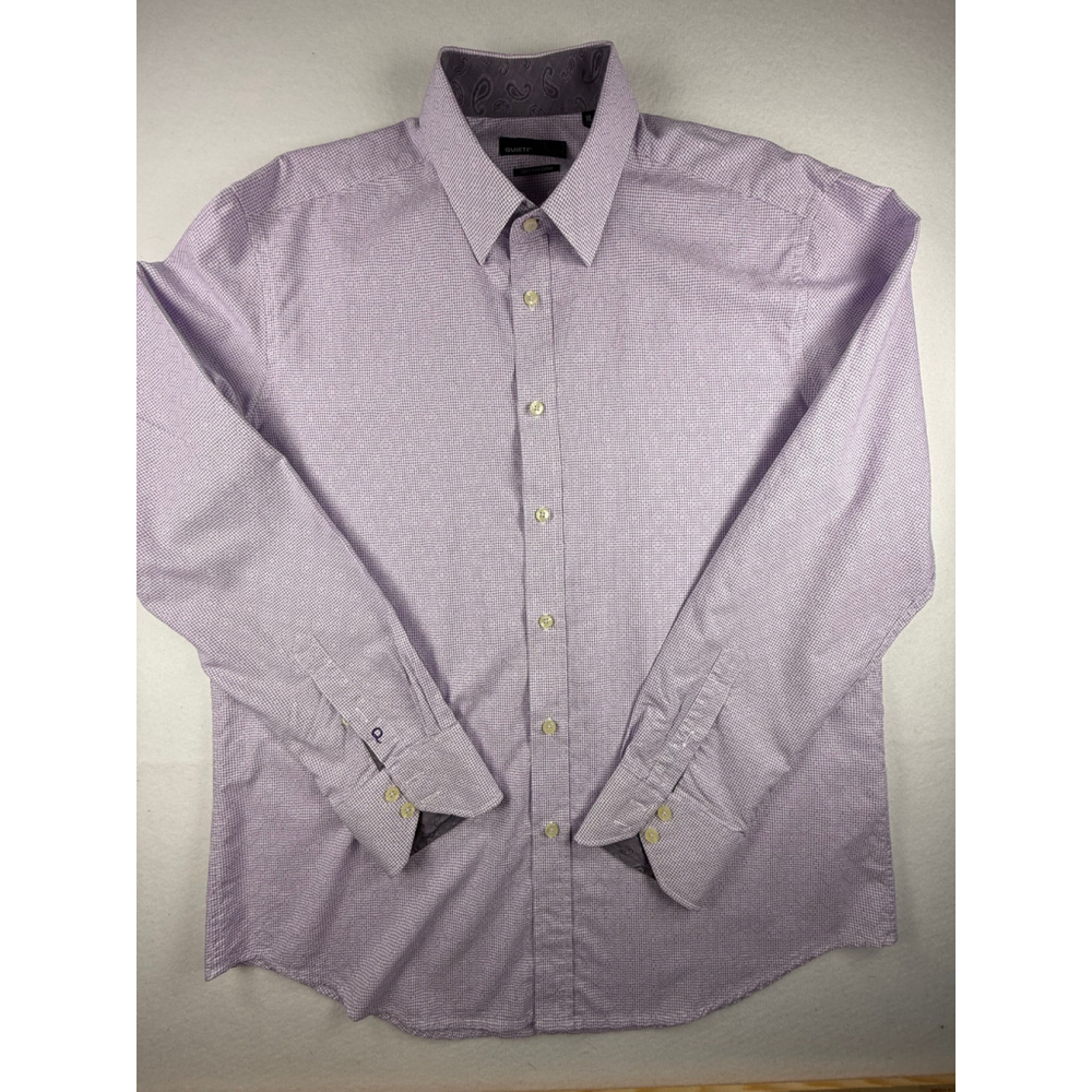 Quieti 100% Fine Cotton Lavender Geometric Dress Shirt Men’s XL Long Sleeve